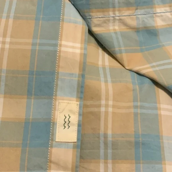 Men's Plaid Long Sleeve Dress Shirt - Light Blue and Tan - Picture 4 of 5